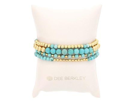 Gold Filled & Blue Howlite Bead Stretch Bracelet Set by Dee Berkley Supply