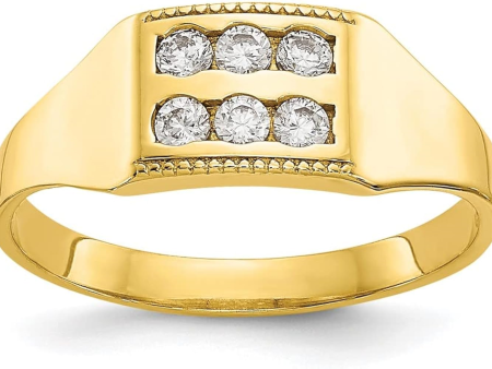 10K Yellow Gold Double Row Cubic Zirconia Kid s Ring Supply