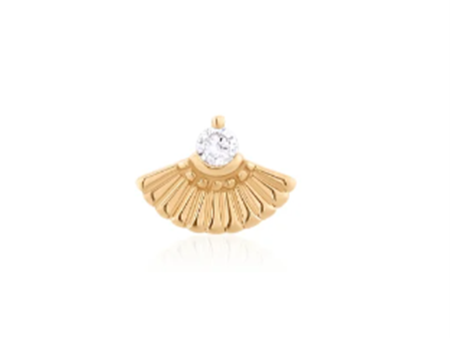 14K Yellow Gold 0.01ctw Round Diamond Fan Stud Earrings by Aurelie Gi Online now