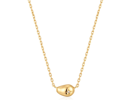 14K Yellow Gold Plated Pebble Sparkle Necklace by Ania Haie Fashion