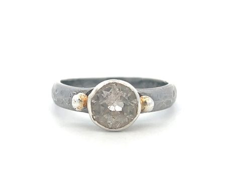 Estate Sterling Silver & 14K Gold Rutilated Quartz Ring Sale