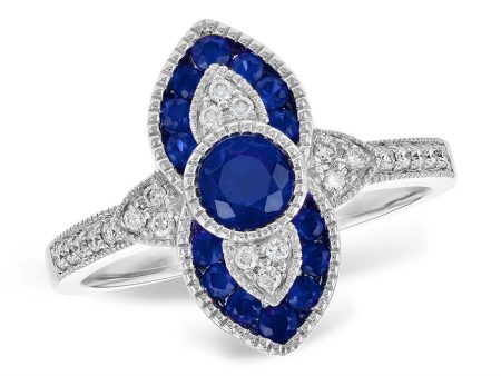 14K White Gold 0.80ctw Blue Sapphire & Diamond Ring by Allison Kaufman Online Sale