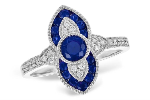 14K White Gold 0.80ctw Blue Sapphire & Diamond Ring by Allison Kaufman Online Sale