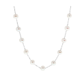 14K White Gold 6-6.5mm Freshwater Pearl Station Necklace on Sale