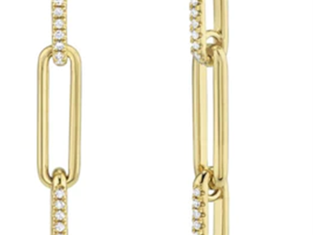 14K Yellow Gold 0.17ctw Diamond Paperclip Link Drop Earrings by Shy Creation on Sale