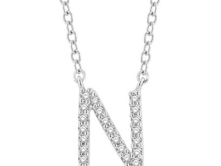 10K White Gold 0.07ctw Diamond Letter  N  Necklace For Cheap