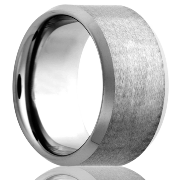 Tungsten 6mm Sandpaper Center Beveled Edge Men s Wedding Band Online Sale