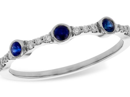 14K White Gold 0.25ctw Blue Sapphire & Diamond Station Ring by Allison Kaufman Online now