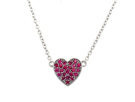 Estate 14K White Gold 0.41ctw Ruby Heart Necklace For Cheap