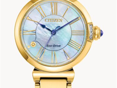 Gold--Tone Stainless Steel Eco Drive L Mae Watch by Citizen with Diamond Accents Cheap