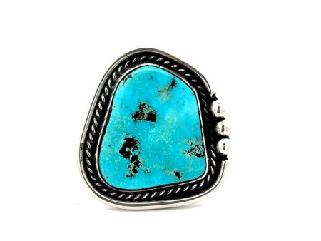 Estate Sterling Silver Handmade Navajo Turquoise Ring Online now