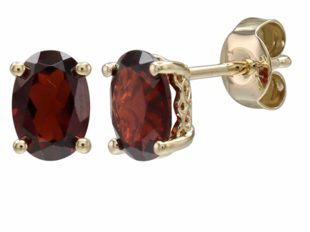 14K Yellow Gold 2.20ctw Oval Garnet Stud Earrings Supply