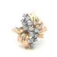 Estate 14K Two Tone Gold 0.33ctw Round Diamond Cluster Ring Discount