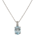 14K White Gold 1.01ctw Oval Aquamarine & Diamond Drop Necklace Hot on Sale