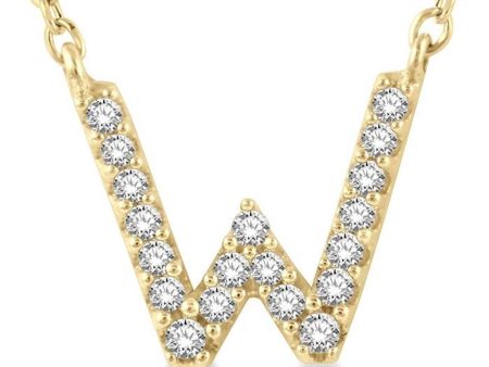 10K Yellow Gold 0.06ctw Diamond Letter  W  Necklace Online Sale