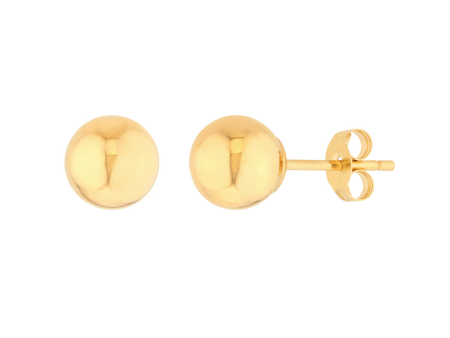 14K Yellow Gold 6mm Ball Stud Earrings by Midas Chain Discount