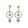 14K Yellow Gold 0.80ctw Round Diamond Geometric Drop Earrings Discount