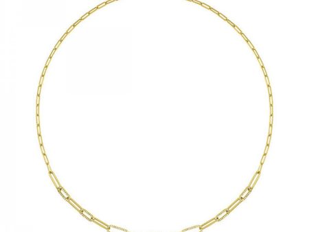 14K Yellow Gold 0.50ctw Diamond Paperclip Necklace on Sale