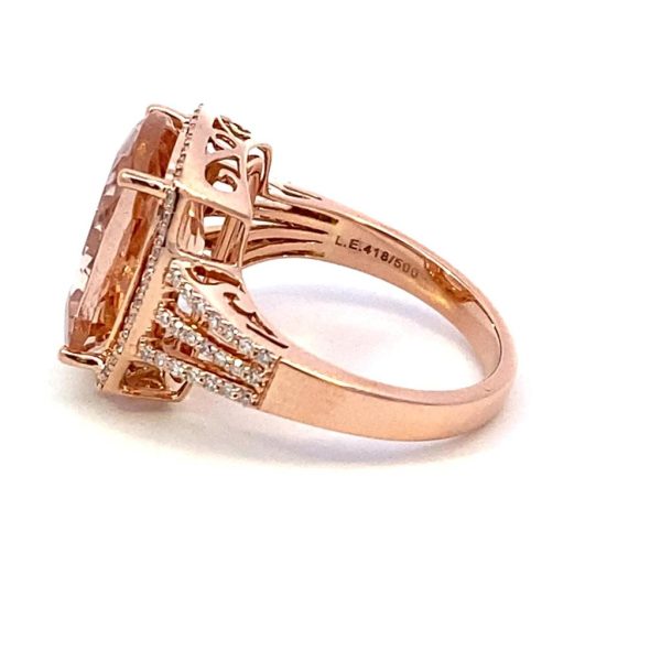 14K Rose Gold 6.61ctw Cushion Morganite & Diamond Halo Ring Supply