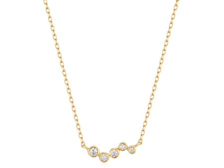 14K Yellow Gold 0.04ctw Diamond Wave Bar Necklace by Aurelie Gi Sale