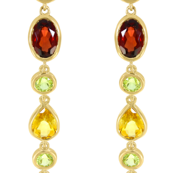 14K Yellow Gold Multi Gemstone Drop Earrings by Brevani Online Sale