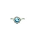 14K White Gold 0.66ctw Round Blue Topaz & Diamond Halo Ring Discount