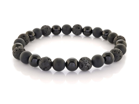 Lava Stone and Black Onyx Men s Beaded Bracelet For Discount