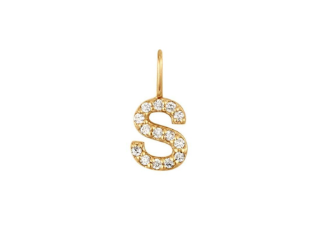 14K Yellow Gold 0.05ctw Round Diamond Inital  S  Pendant by Aurelie Gi Cheap