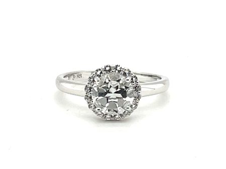 Sterling Silver White Topaz Halo Ring by Samuel B. Sale