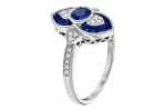 14K White Gold 0.80ctw Blue Sapphire & Diamond Ring by Allison Kaufman Online Sale