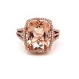 14K Rose Gold 6.61ctw Cushion Morganite & Diamond Halo Ring Supply