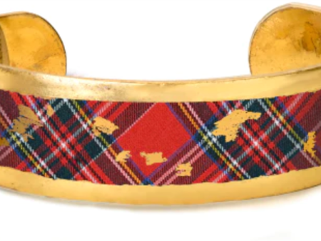 22K Gold Leaf Winter Plaid Cuff Bracelet by Evocateur Online Sale