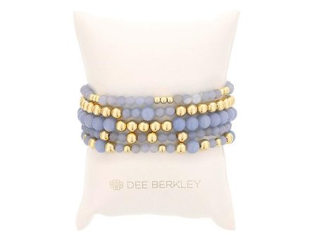 Gold Filled & Angelite Bead Stretch Bracelet Set by Dee Berkley Online Sale