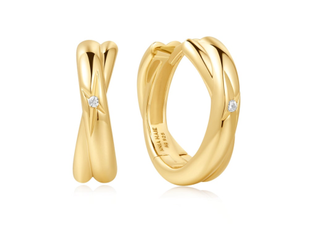 Gold Plated Crossover Huggie Hoop Earrings by Ania Haie For Cheap