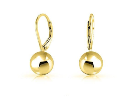 10K Yellow Gold Polished Ball Drop Earrings Supply