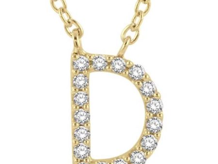 10K Yellow Gold 0.05ctw Diamond Letter  D  Necklace For Cheap