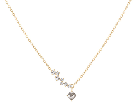 14K Yellow Gold 0.13ctw White & Gray Diamond Free Form Necklace by Aurelie Gi Online Sale