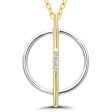 Sterling Silver Gold Plated 0.05ctw Round Diamond Circle Necklace Sale