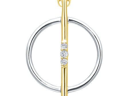 Sterling Silver Gold Plated 0.05ctw Round Diamond Circle Necklace Sale