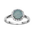 Sterling Silver Milky Aquamarine & White Topaz Halo Ring by Samuel B. Sale