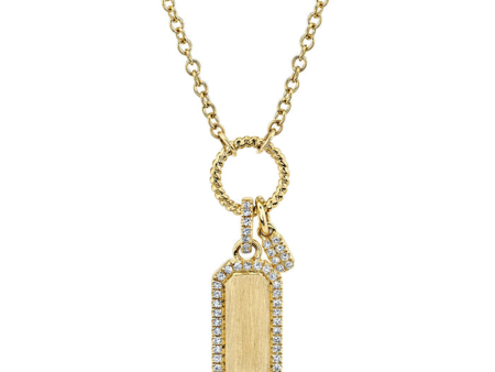 14K Yellow Gold 0.13ctw Diamond Dog Tag Necklace by Shy Creation For Discount