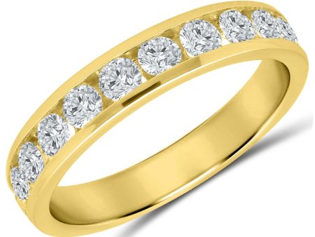 14K Yellow Gold 1ctw Round Diamond Eleven Stone Wedding Band on Sale