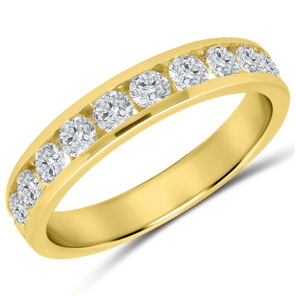 14K Yellow Gold 1ctw Round Diamond Eleven Stone Wedding Band on Sale