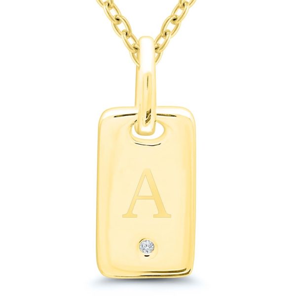 Yellow Gold Plated Diamond Inital  A  Necklace on Sale