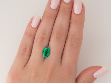 3.5Ct Oval Cut Lab Created Emerald For Sale