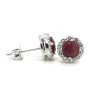 Sterling Silver Dyed Red Corundum & White Topaz Halo Stud Earrings by Samuel B. For Discount