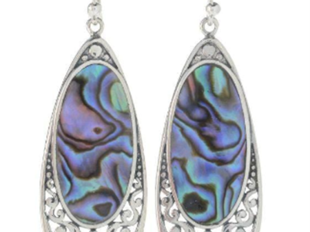 Sterling Silver Oval Abalone Filigree Drop Earrings by Samuel B. Cheap