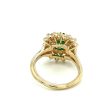 Estate 14K Yellow Gold 3.43ctw Oval Emerald & Diamond Double Halo Ring For Discount