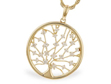 14K Yellow Gold 0.32ctw Diamond Tree Necklace by Allison Kaufman Fashion