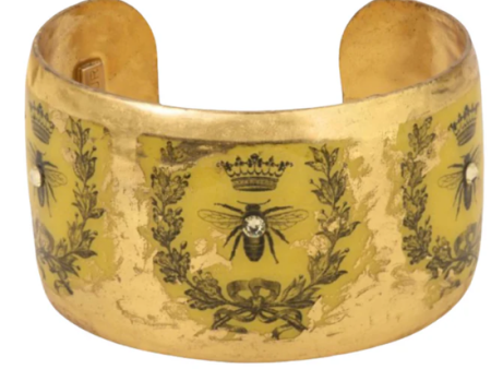 22K Gold Leaf Queen Bee Cuff Bracelet by Evocateur Discount